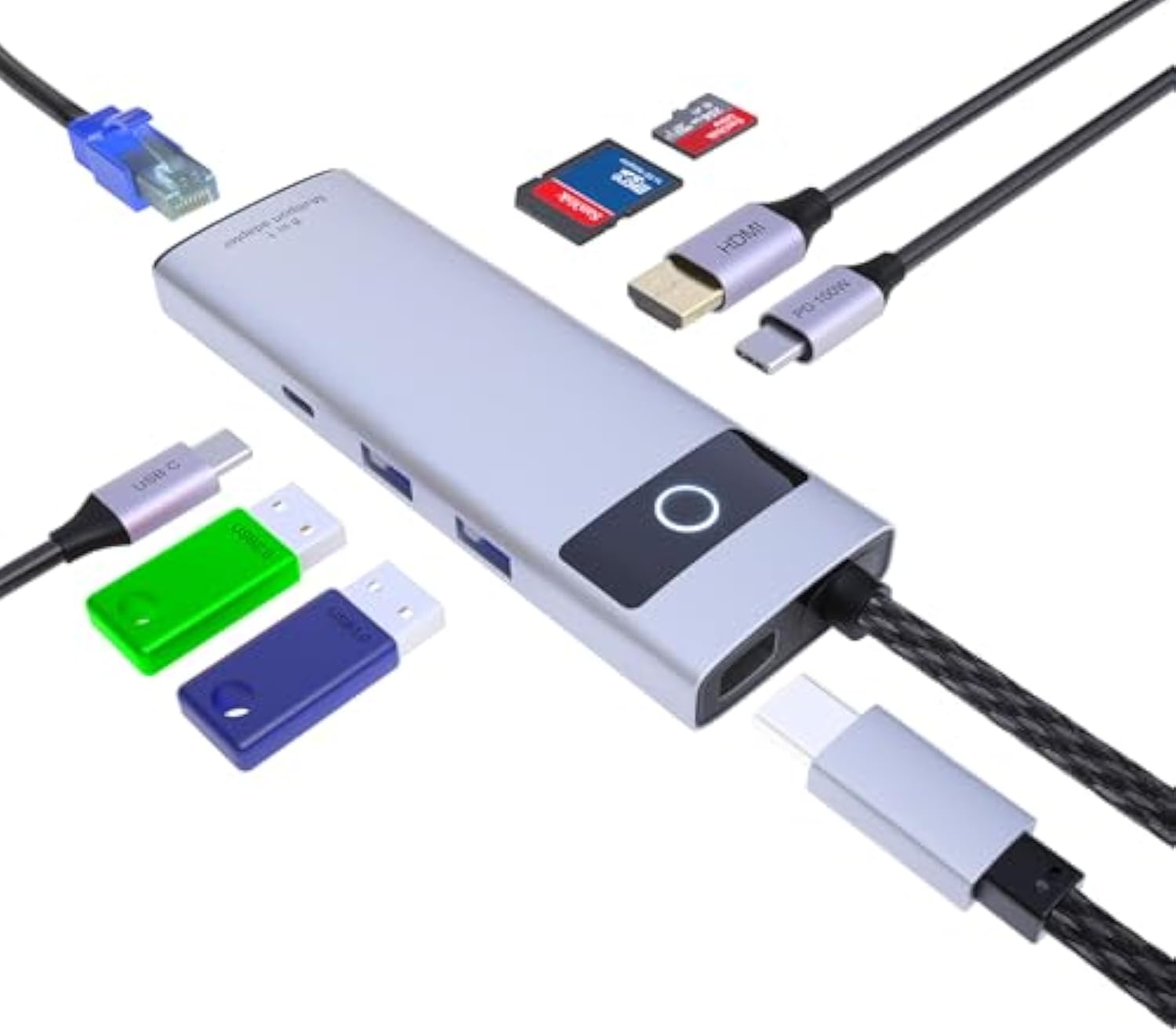 Docking Station Hub 8in1 5Gbps Hız Ethernet HDMI Adapter